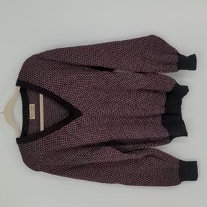 Tumi Knits‎ Men's Alpaca Sweater Red Black Plaid Checkered Size Medium V Neck
